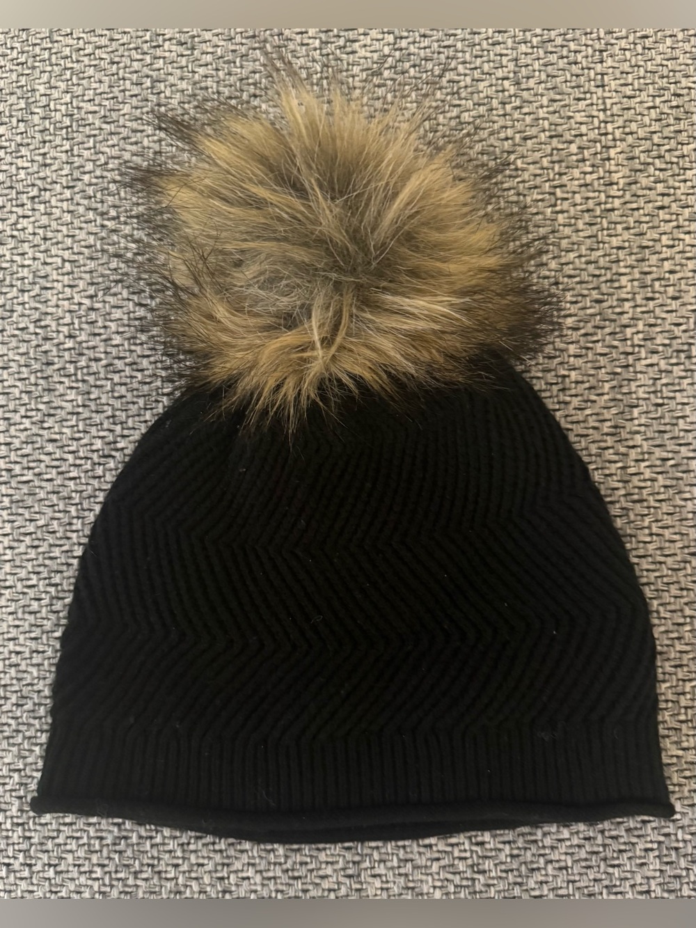 TNA Black Knit Pom Pom Beanie Hat NWOT
